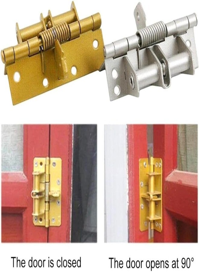 JIALTO Automatic Self-Closing Hinge Heavy Duty Cabinet Hinges Room Door Hinge for Interior Doors Wooden Door 2 Pcs (Gold) - Image 4
